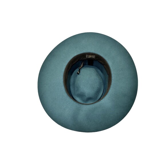 Lele Sadoughi Wool Wide Brim Fedora Hat Teal Blue OS One Size Velvet Band main image 8